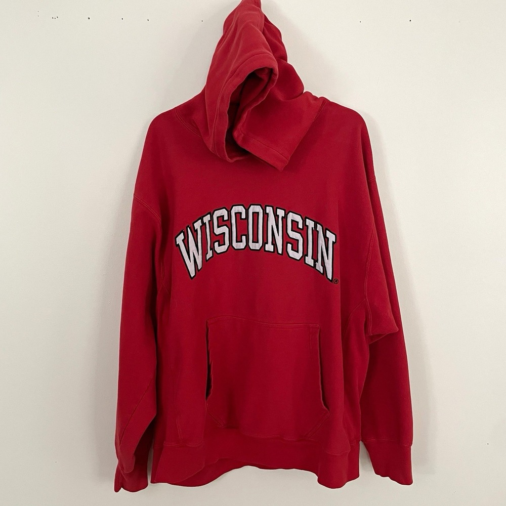 Vtg Steve & Barry's University of Wisconsin Badgers Hoodie XXL Red Heavyweight